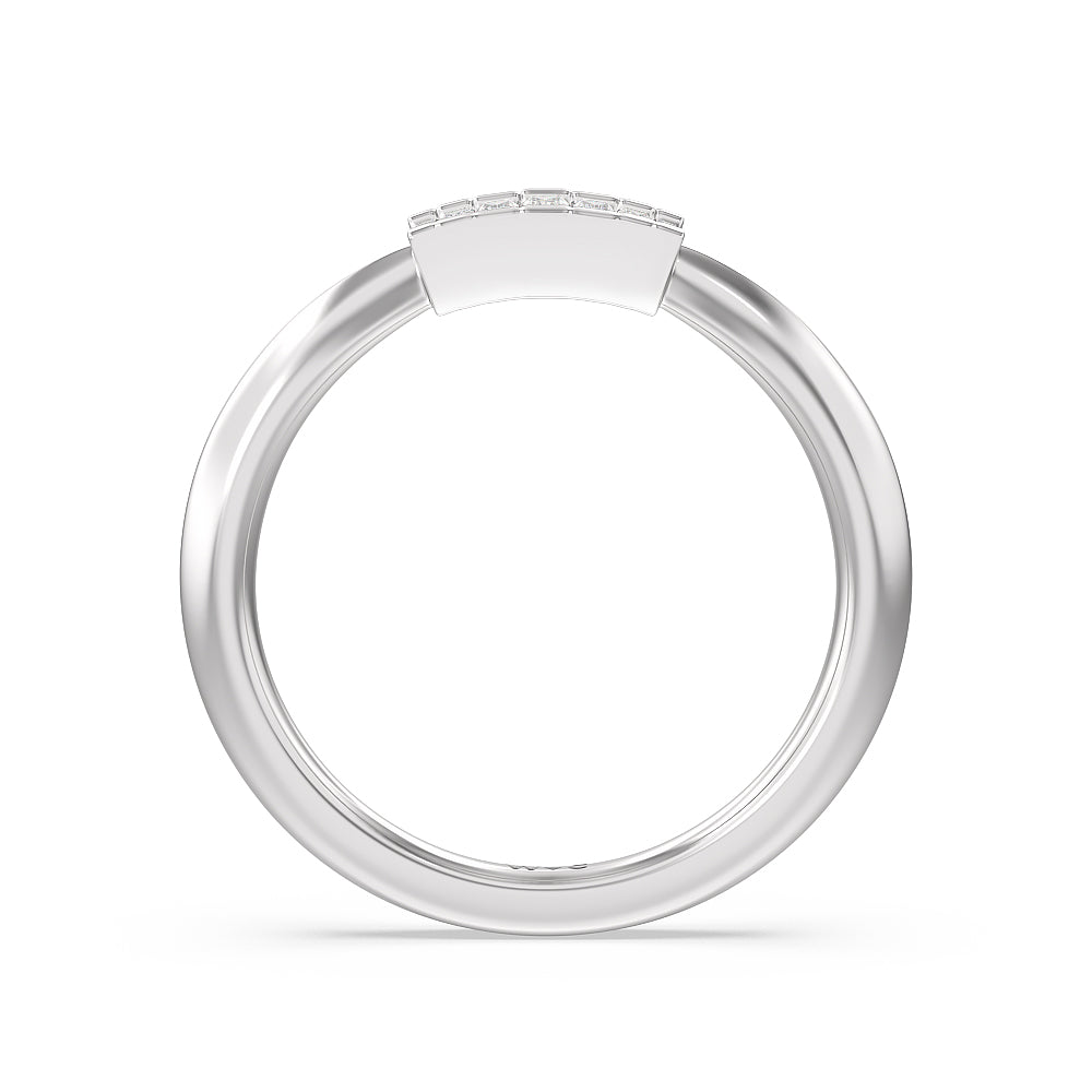 Vintage Glamour Deco Halo Diamond Wedding Band with Platinum Cut Diamond in 14KT Platinum view 2

