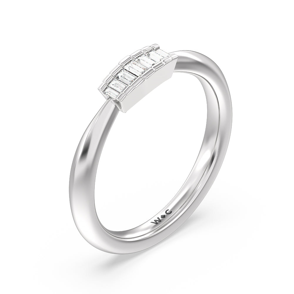 Vintage Glamour Deco Halo Diamond Wedding Band with Platinum Cut Diamond in 14KT Platinum view 4
