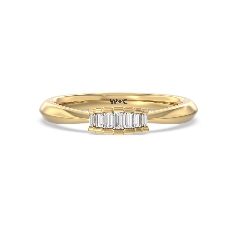 Vintage Glamour Deco Halo Diamond Wedding Band with 18KT Yellow Gold Cut Diamond in 14KT Yellow Gold view 1
