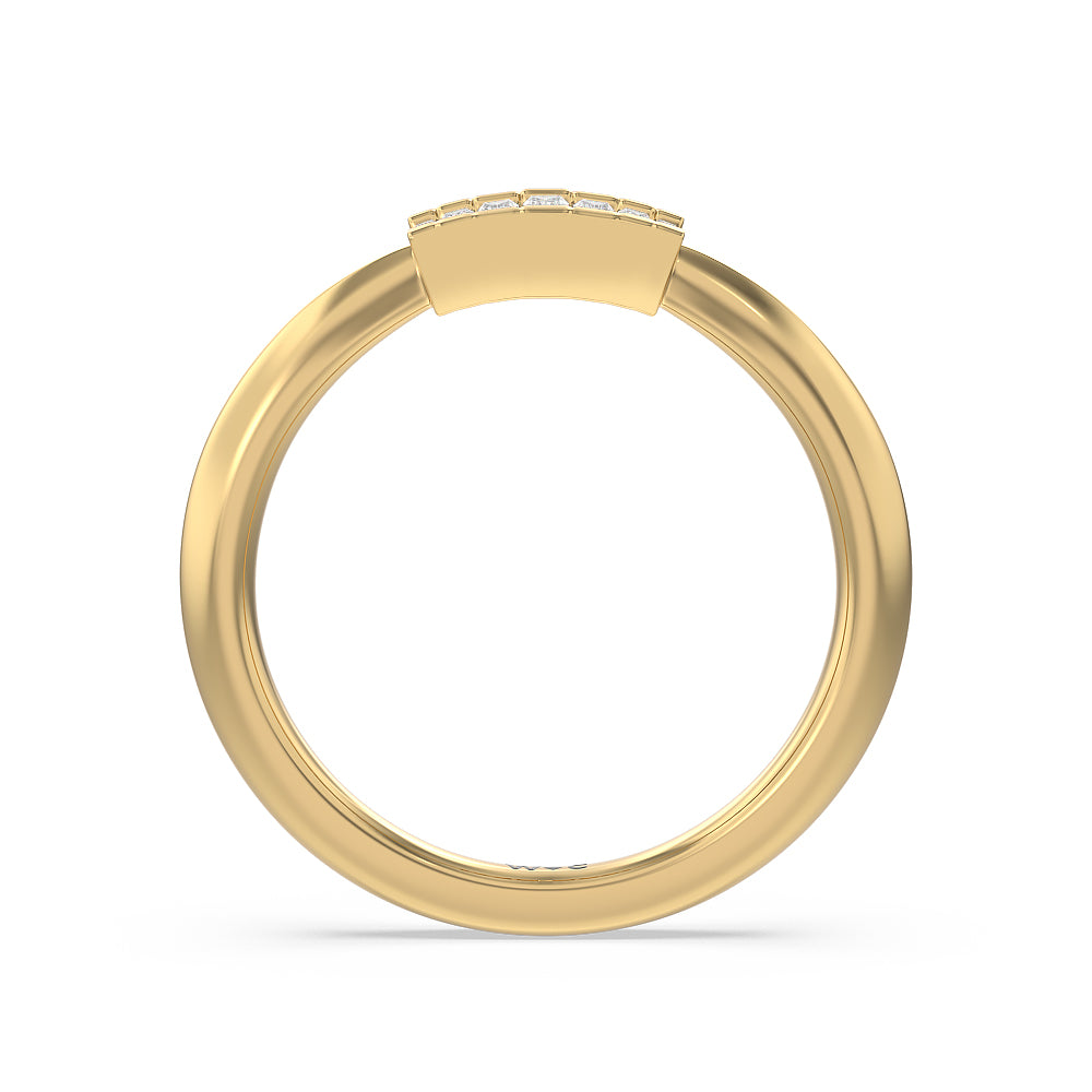 Vintage Glamour Deco Halo Diamond Wedding Band with 18KT Yellow Gold Cut Diamond in 14KT Yellow Gold view 2
