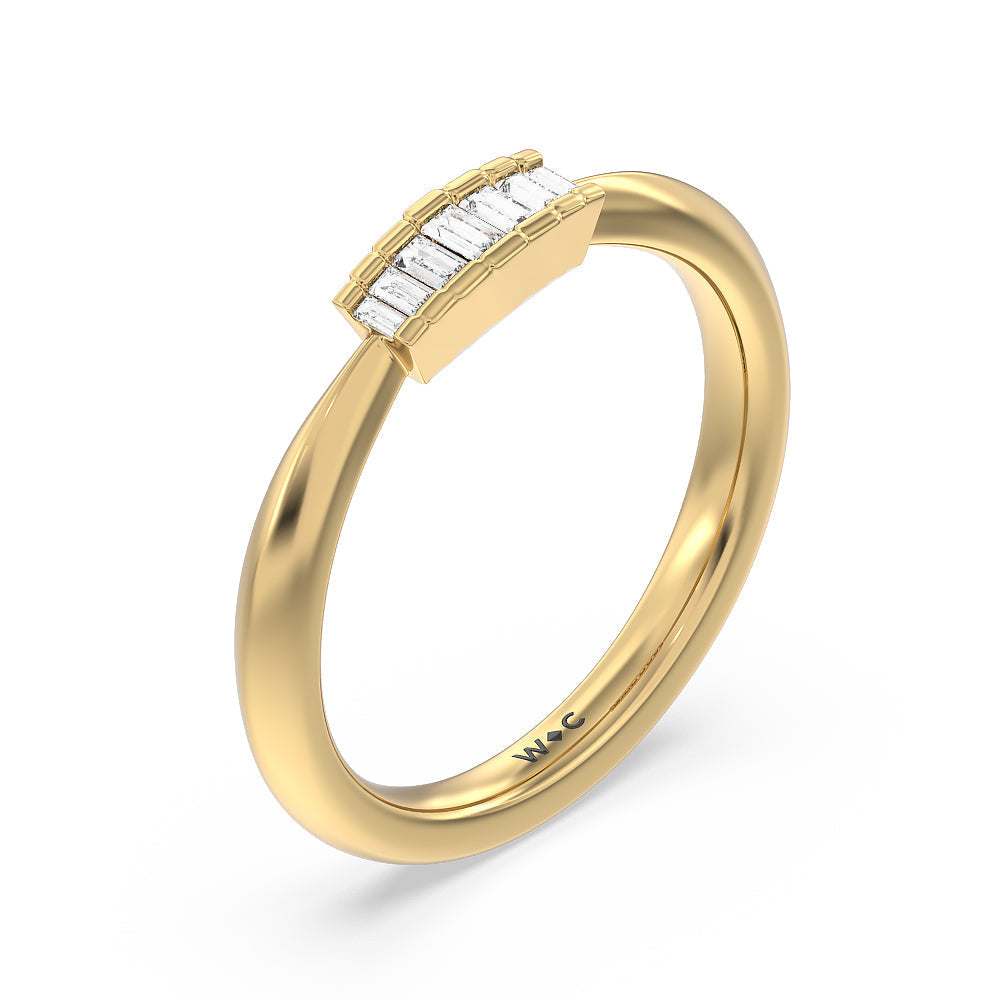 Vintage Glamour Deco Halo Diamond Wedding Band with 18KT Yellow Gold Cut Diamond in 14KT Yellow Gold view 4
