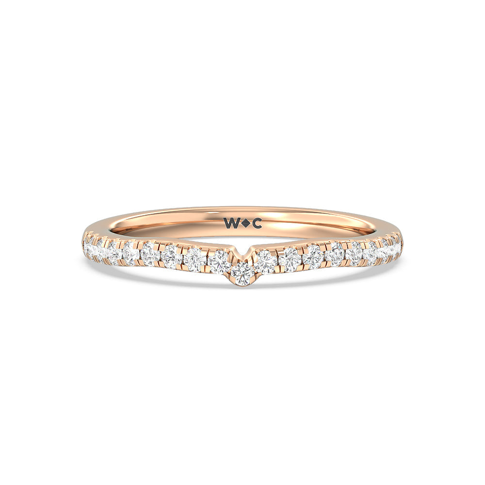 Vintage Glamour Classic Halo Diamond Wedding Band with 18KT Rose Gold Cut Diamond in 14KT Rose Gold view 1
