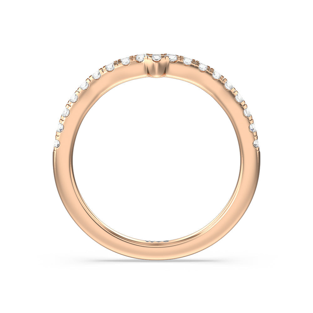 Vintage Glamour Classic Halo Diamond Wedding Band with 18KT Rose Gold Cut Diamond in 14KT Rose Gold view 3
