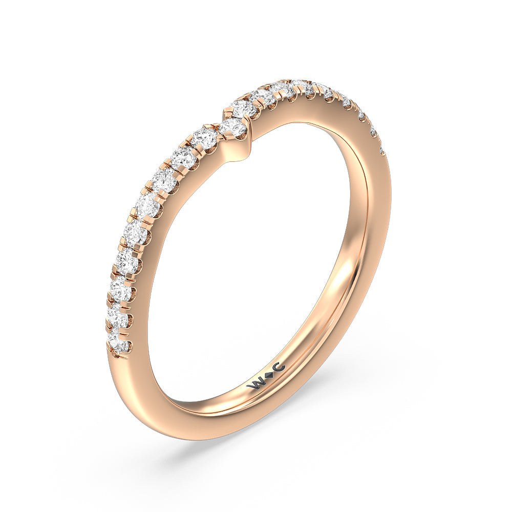 Vintage Glamour Classic Halo Diamond Wedding Band with 18KT Rose Gold Cut Diamond in 14KT Rose Gold view 2
