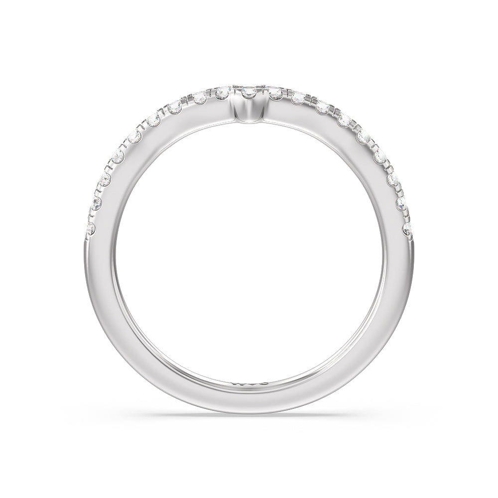Vintage Glamour Classic Halo Diamond Wedding Band with Platinum Cut Diamond in 14KT Platinum view 3
