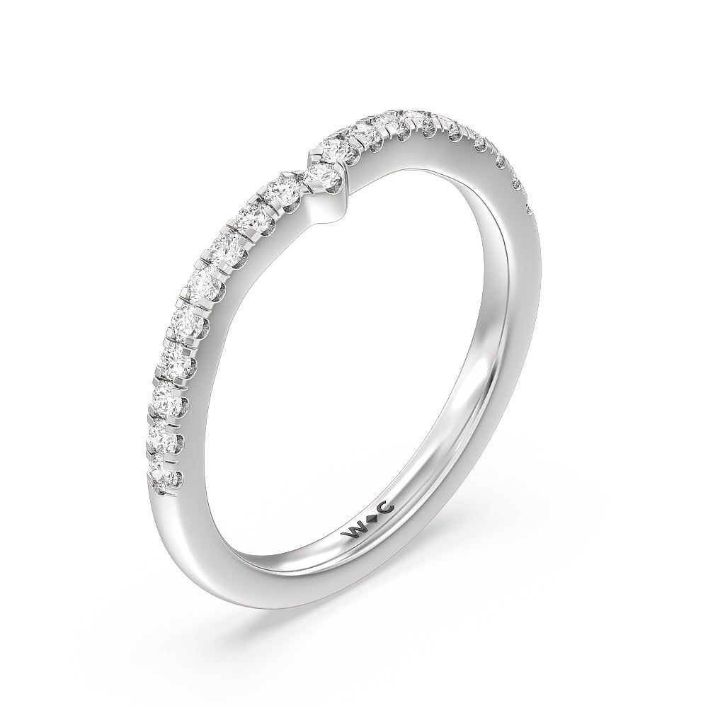 Vintage Glamour Classic Halo Diamond Wedding Band with Platinum Cut Diamond in 14KT Platinum view 2

