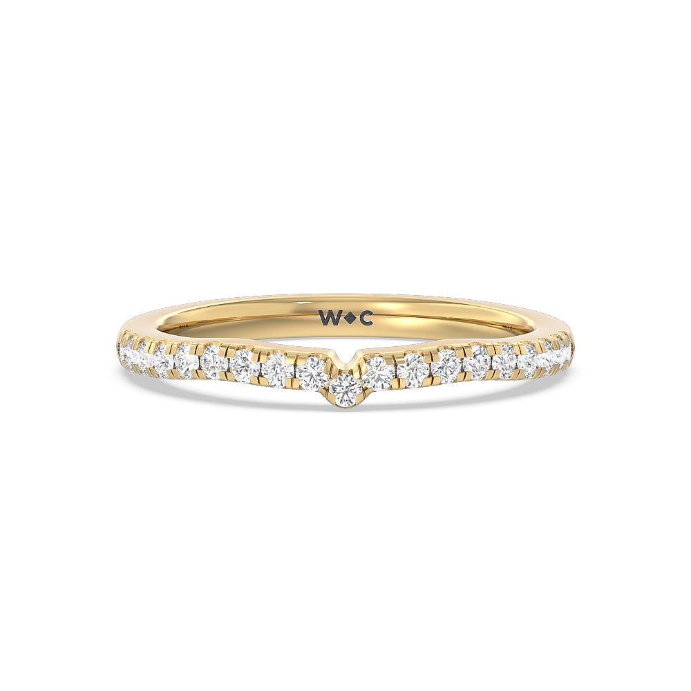 Vintage Glamour Classic Halo Diamond Wedding Band with 18KT Yellow Gold Cut Diamond in 14KT Yellow Gold view 1
