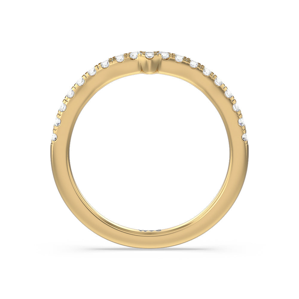 Vintage Glamour Classic Halo Diamond Wedding Band with 18KT Yellow Gold Cut Diamond in 14KT Yellow Gold view 3
