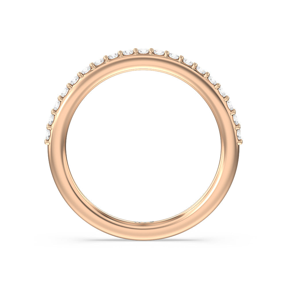 Vintage Glamour Grace Halo Diamond Wedding Band with 18KT Rose Gold Cut Diamond in 14KT Rose Gold view 2
