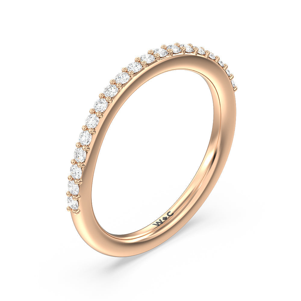 Vintage Glamour Grace Halo Diamond Wedding Band with 18KT Rose Gold Cut Diamond in 14KT Rose Gold view 4
