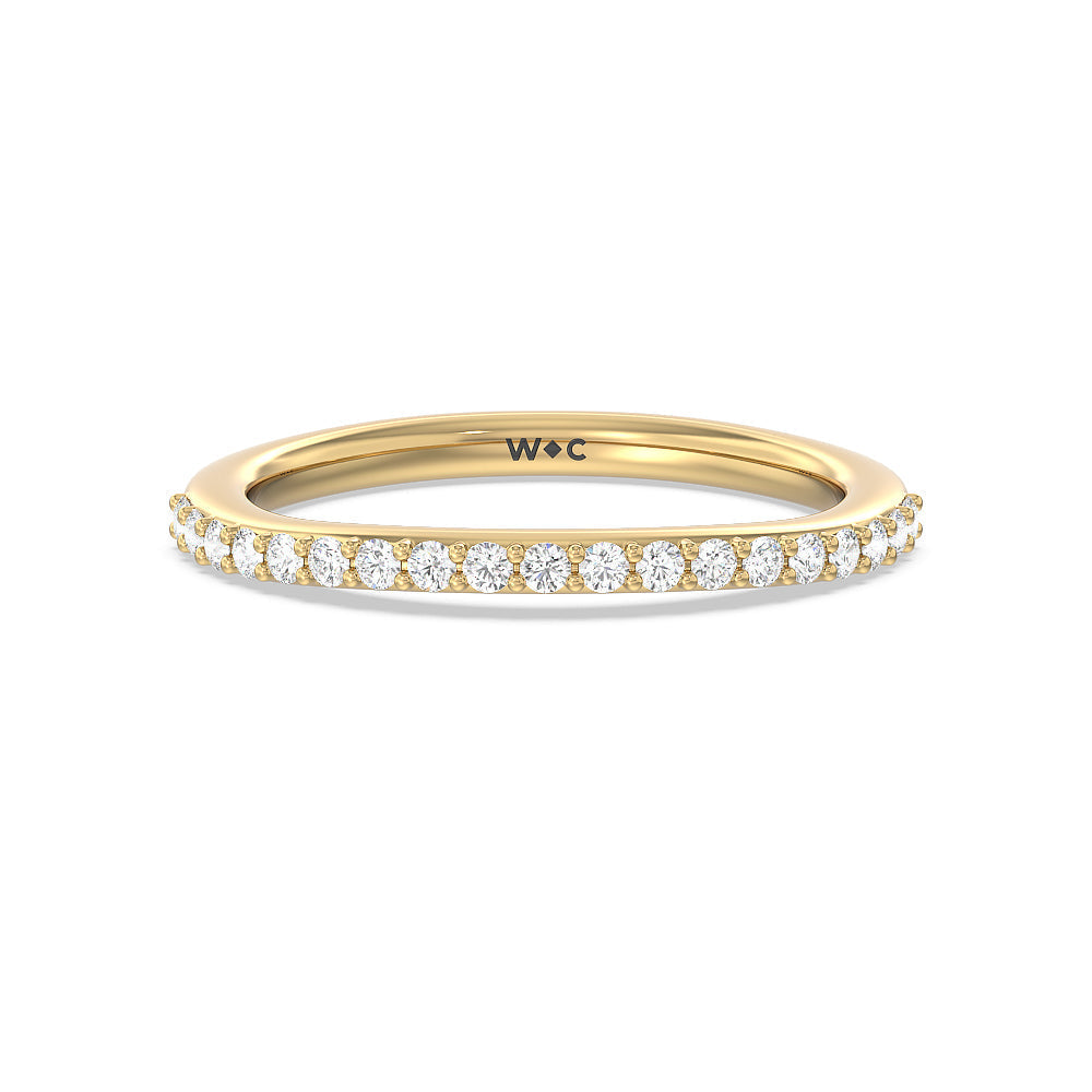 Vintage Glamour Grace Halo Diamond Wedding Band with 18KT Yellow Gold Cut Diamond in 14KT Yellow Gold view 1
