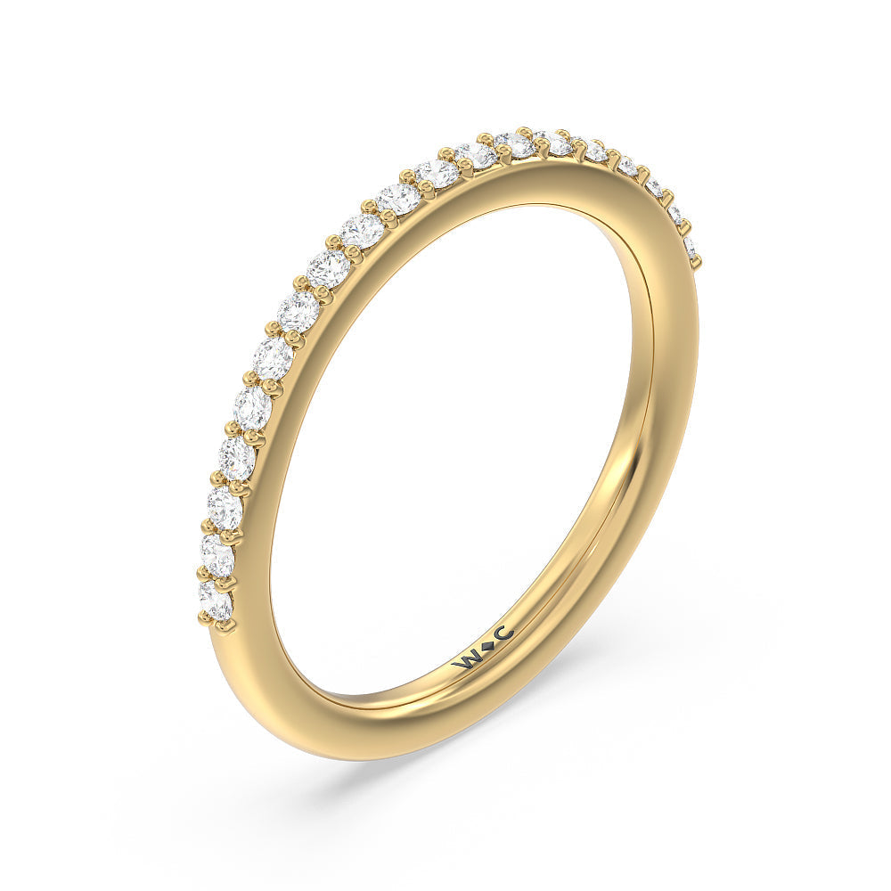Vintage Glamour Grace Halo Diamond Wedding Band with 18KT Yellow Gold Cut Diamond in 14KT Yellow Gold view 4
