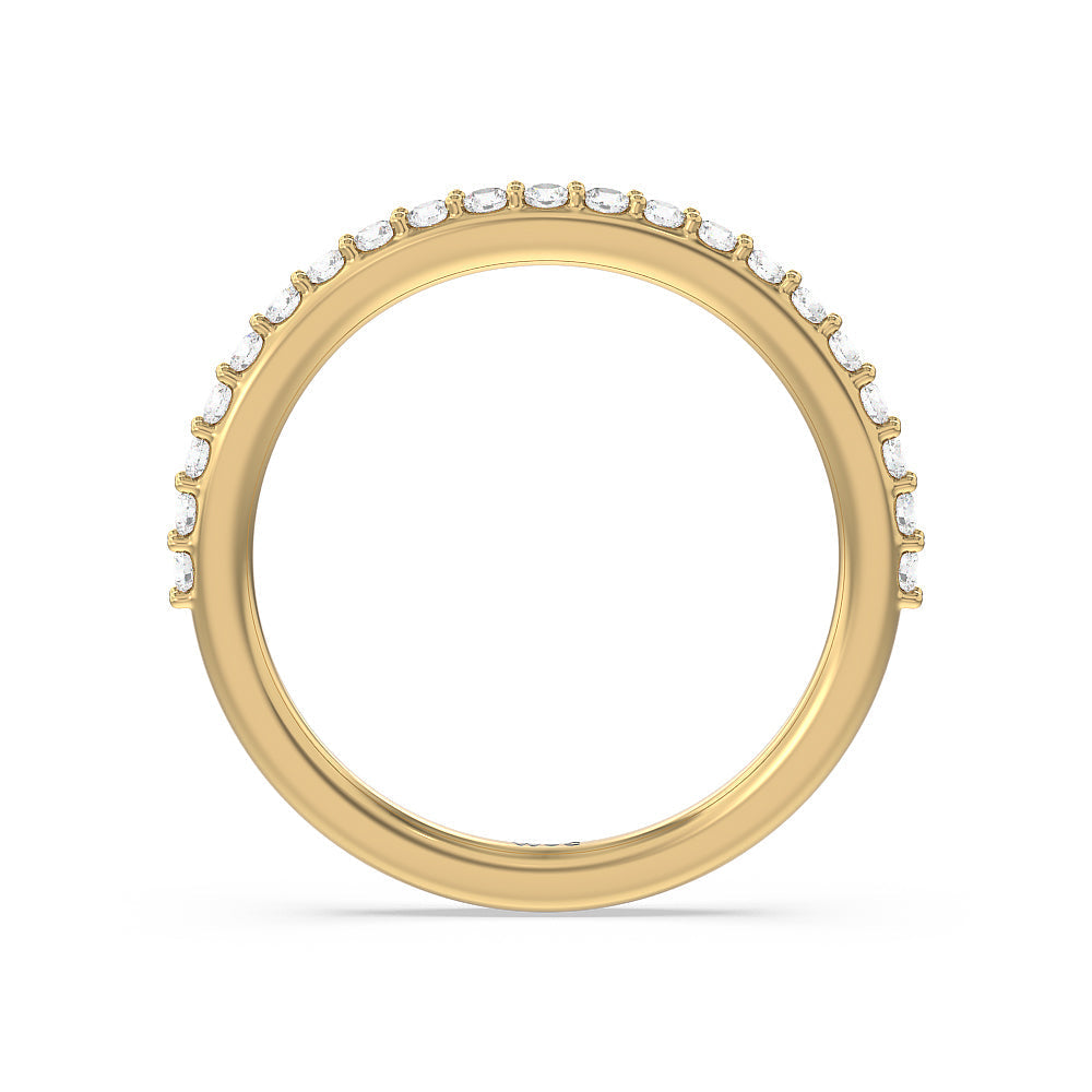 Vintage Spring Halo Diamond Wedding Band with 18KT Yellow Gold Cut Diamond in 14KT Yellow Gold view 2
