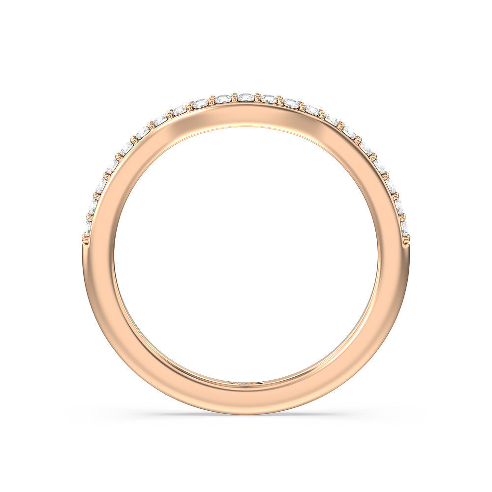 Vintage Glamour Halo Diamond Wedding Band with 18KT Rose Gold Cut Diamond in 14KT Rose Gold view 2

