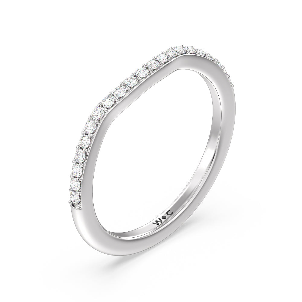 Vintage Glamour Halo Diamond Wedding Band with Platinum Cut Diamond in 14KT Platinum view 4
