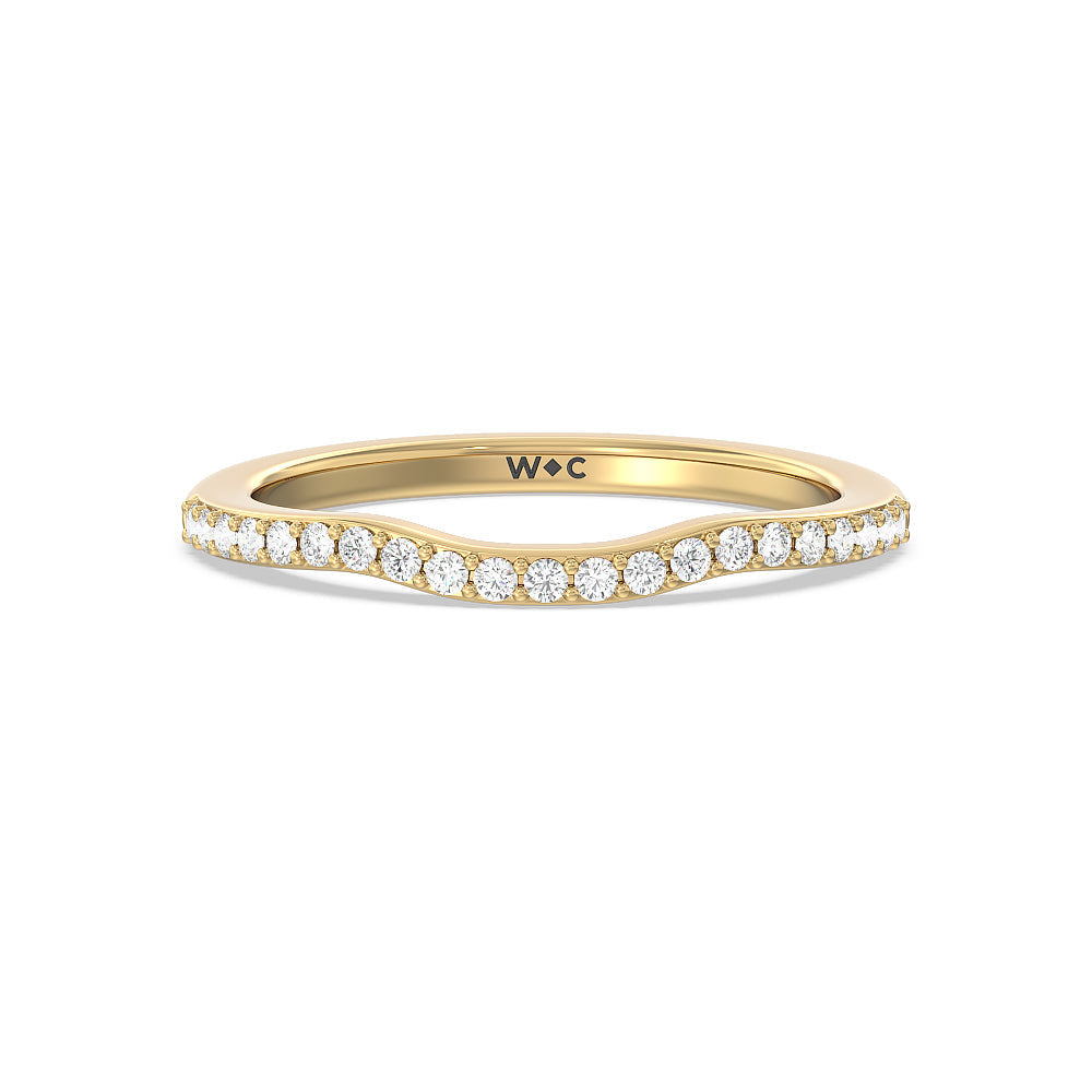 Vintage Glamour Halo Diamond Wedding Band with 18KT Yellow Gold Cut Diamond in 14KT Yellow Gold view 1
