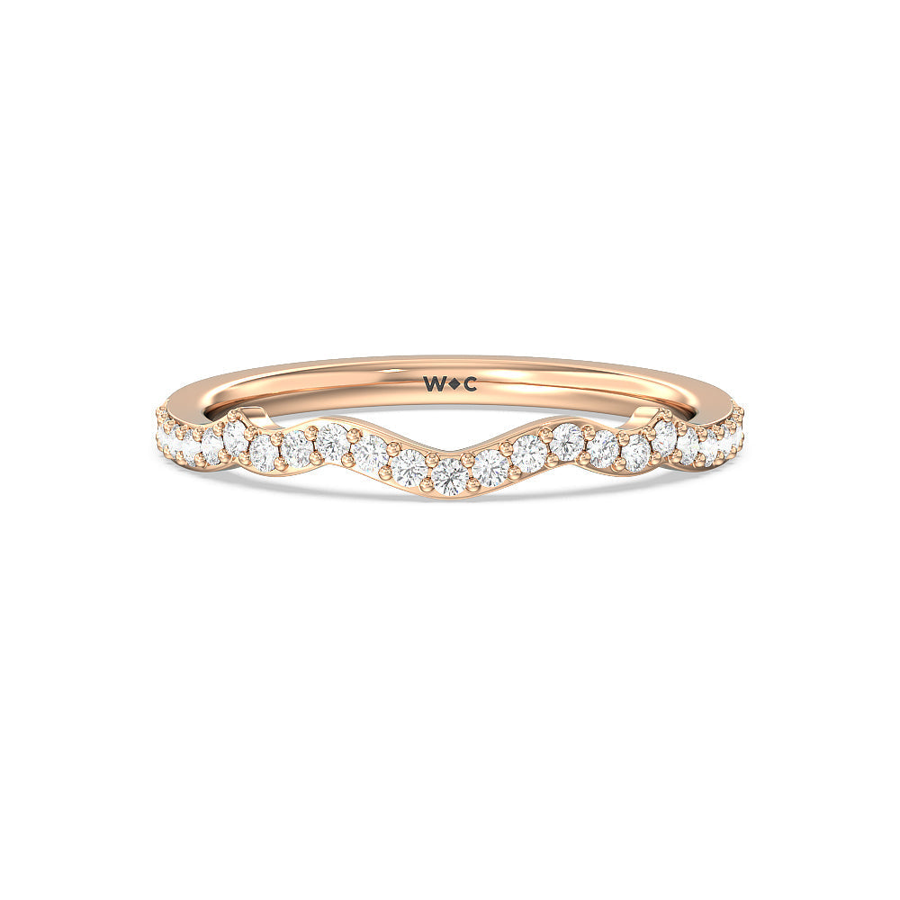 Vintage Filigree Leaf Diamond Wedding Band with 18KT Rose Gold Cut Diamond in 14KT Rose Gold view 1
