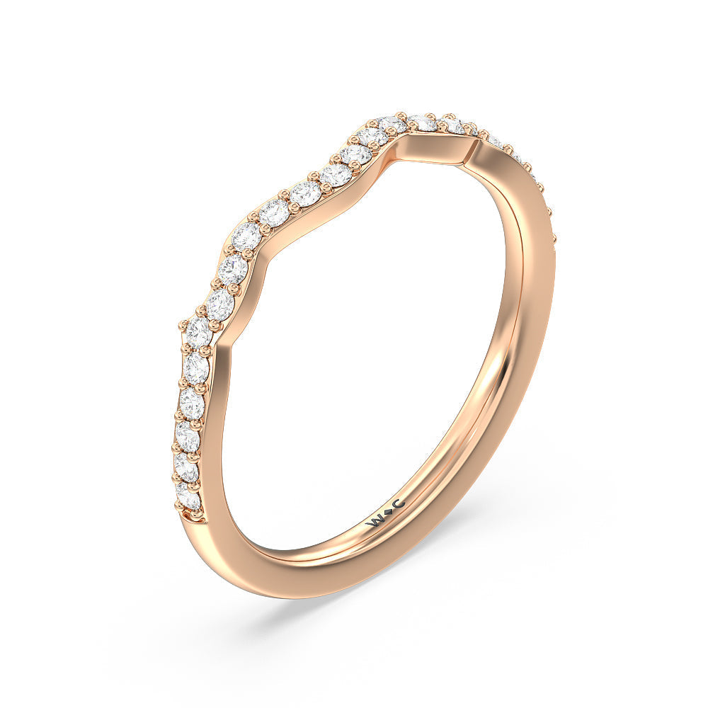 Vintage Filigree Leaf Diamond Wedding Band with 18KT Rose Gold Cut Diamond in 14KT Rose Gold view 4
