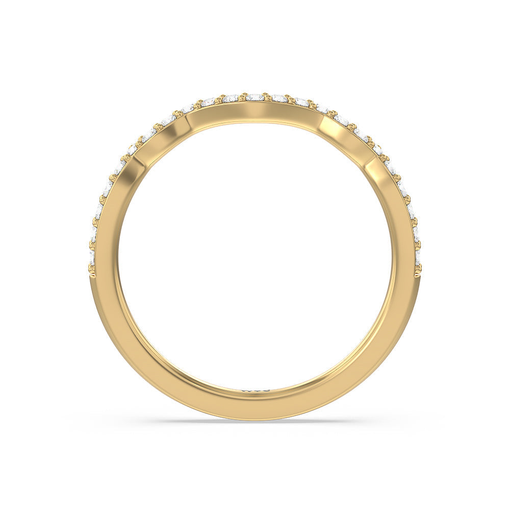 Vintage Filigree Leaf Diamond Wedding Band with 18KT Yellow Gold Cut Diamond in 14KT Yellow Gold view 2
