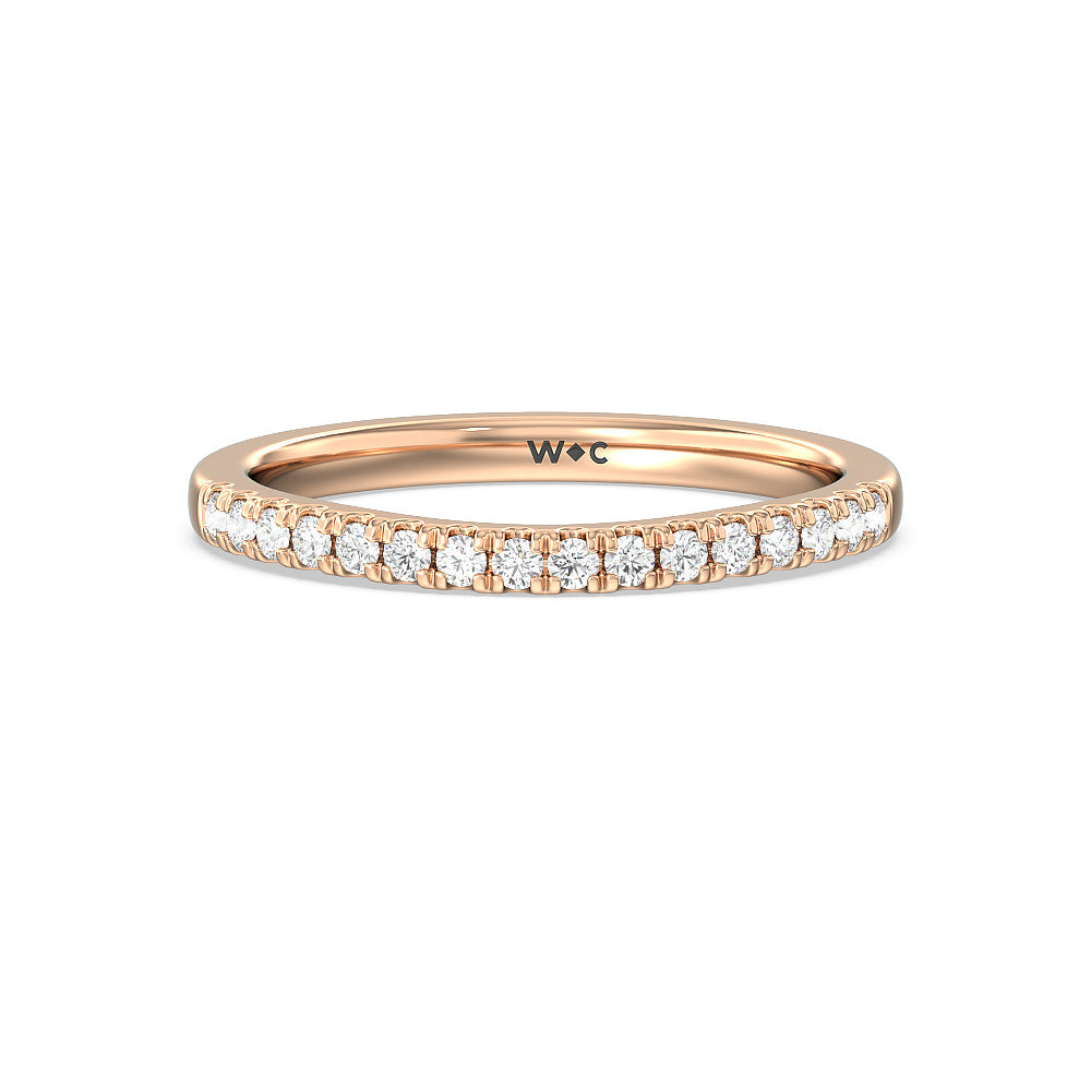 Vintage Royal Scepter Halo Diamond Wedding Band with 18KT Rose Gold Cut Diamond in 14KT Rose Gold view 1
