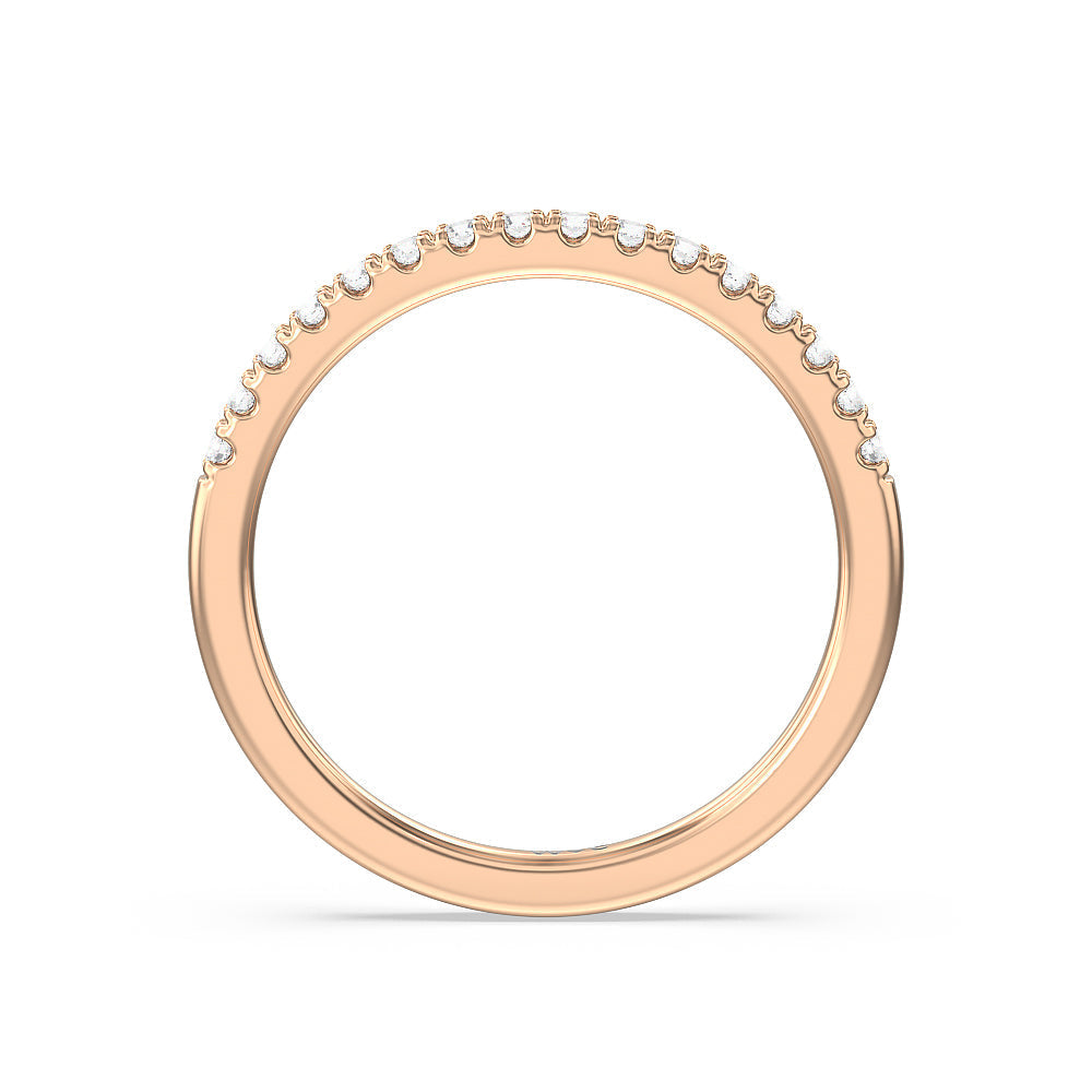Vintage Royal Scepter Halo Diamond Wedding Band with 18KT Rose Gold Cut Diamond in 14KT Rose Gold view 2
