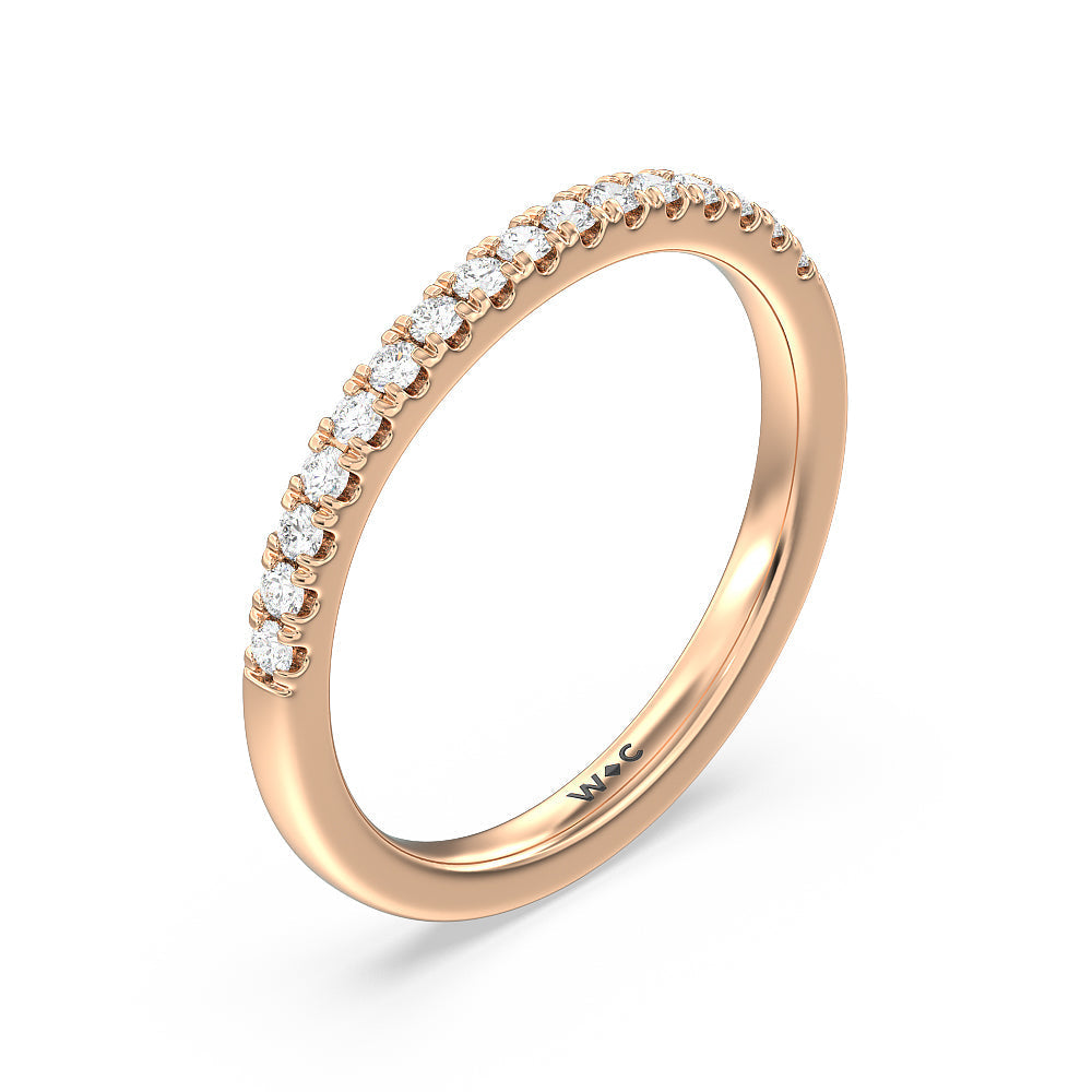 Vintage Royal Scepter Halo Diamond Wedding Band with 18KT Rose Gold Cut Diamond in 14KT Rose Gold view 4
