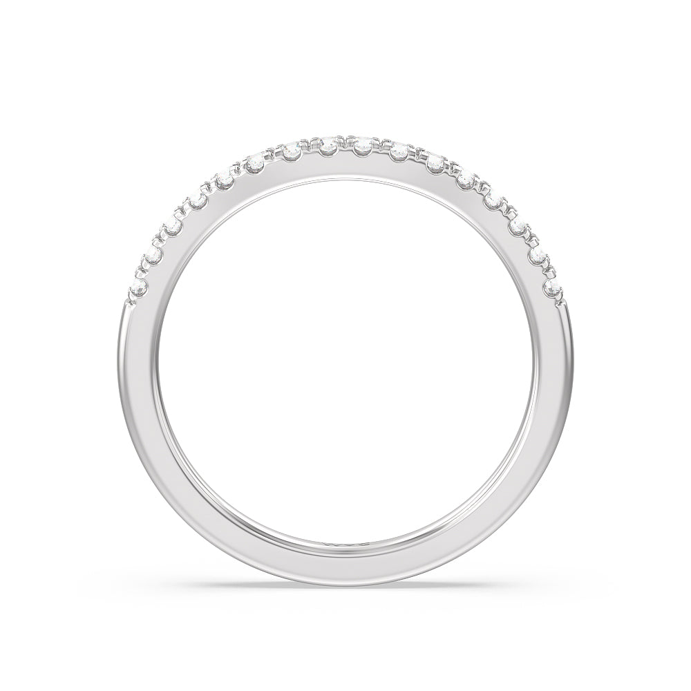 Vintage Royal Leaf Diamond Wedding Band with Platinum Cut Diamond in 14KT Platinum view 2
