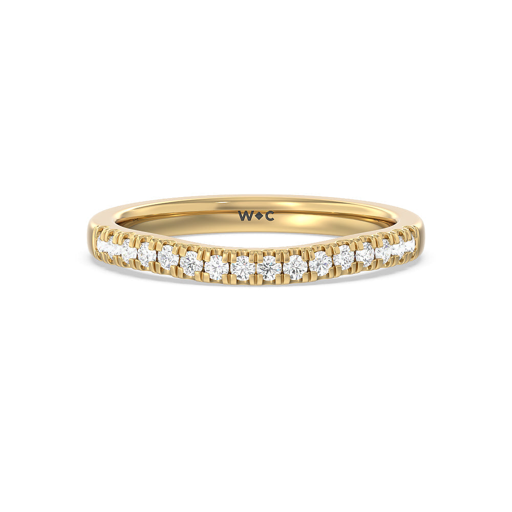 Vintage Royal Leaf Diamond Wedding Band with 18KT Yellow Gold Cut Diamond in 14KT Yellow Gold view 1
