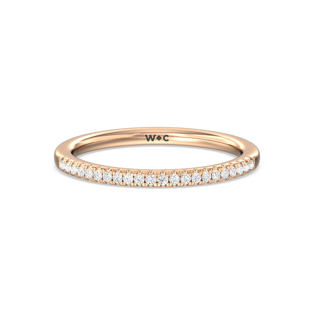 Vintage Filigree Floral Halo Diamond Wedding Band with 18KT Rose Gold Cut Diamond in 14KT Rose Gold view 1
