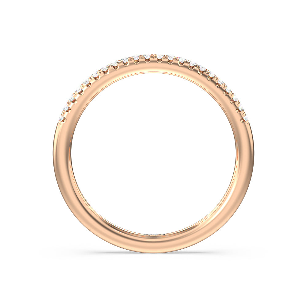 Vintage Filigree Floral Halo Diamond Wedding Band with 18KT Rose Gold Cut Diamond in 14KT Rose Gold view 3

