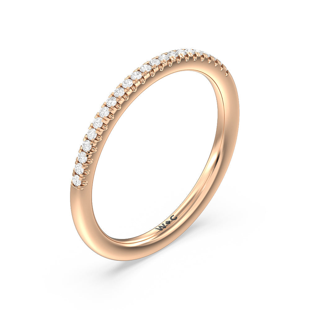 Vintage Filigree Floral Halo Diamond Wedding Band with 18KT Rose Gold Cut Diamond in 14KT Rose Gold view 2
