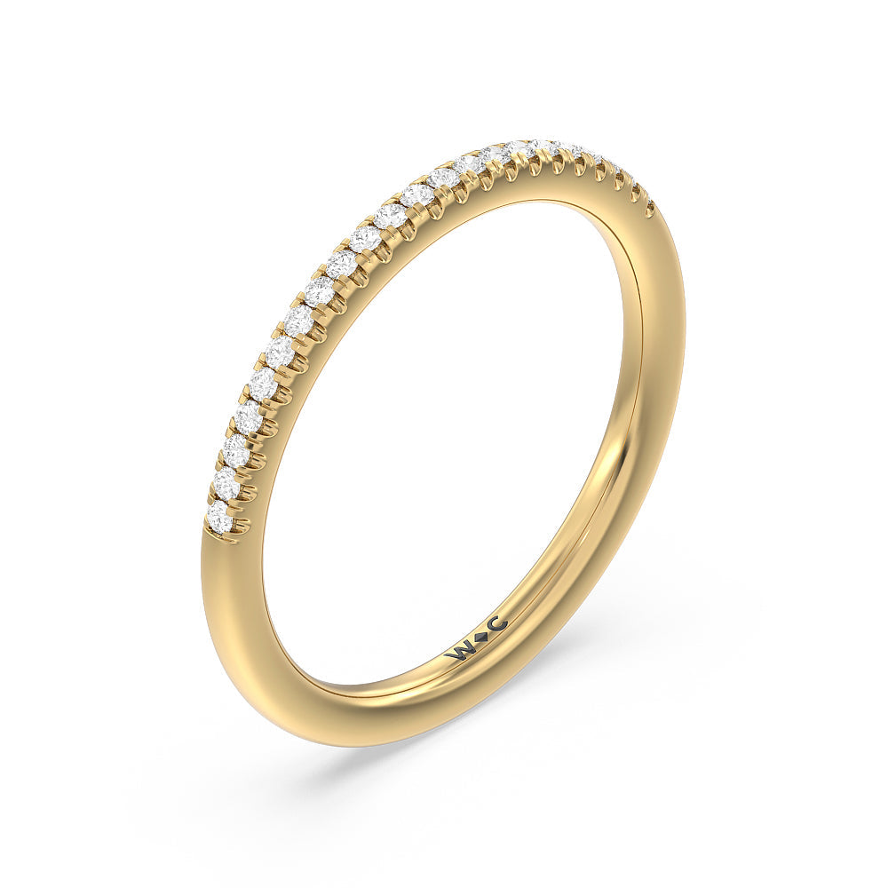 Vintage Filigree Floral Halo Diamond Wedding Band with 18KT Yellow Gold Cut Diamond in 14KT Yellow Gold view 2

