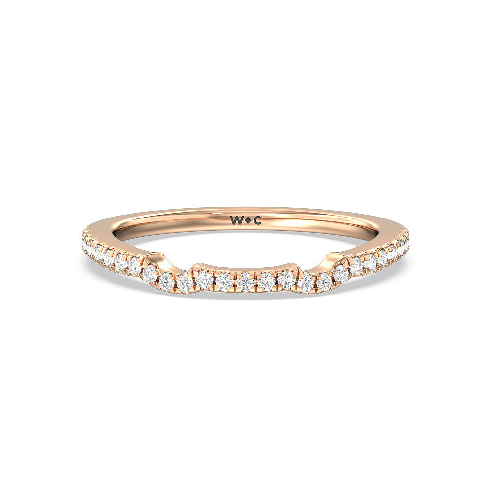 Vintage Celtic Interlaced Solitaire Diamond Wedding Band with 18KT Rose Gold Cut Diamond in 14KT Rose Gold view 1
