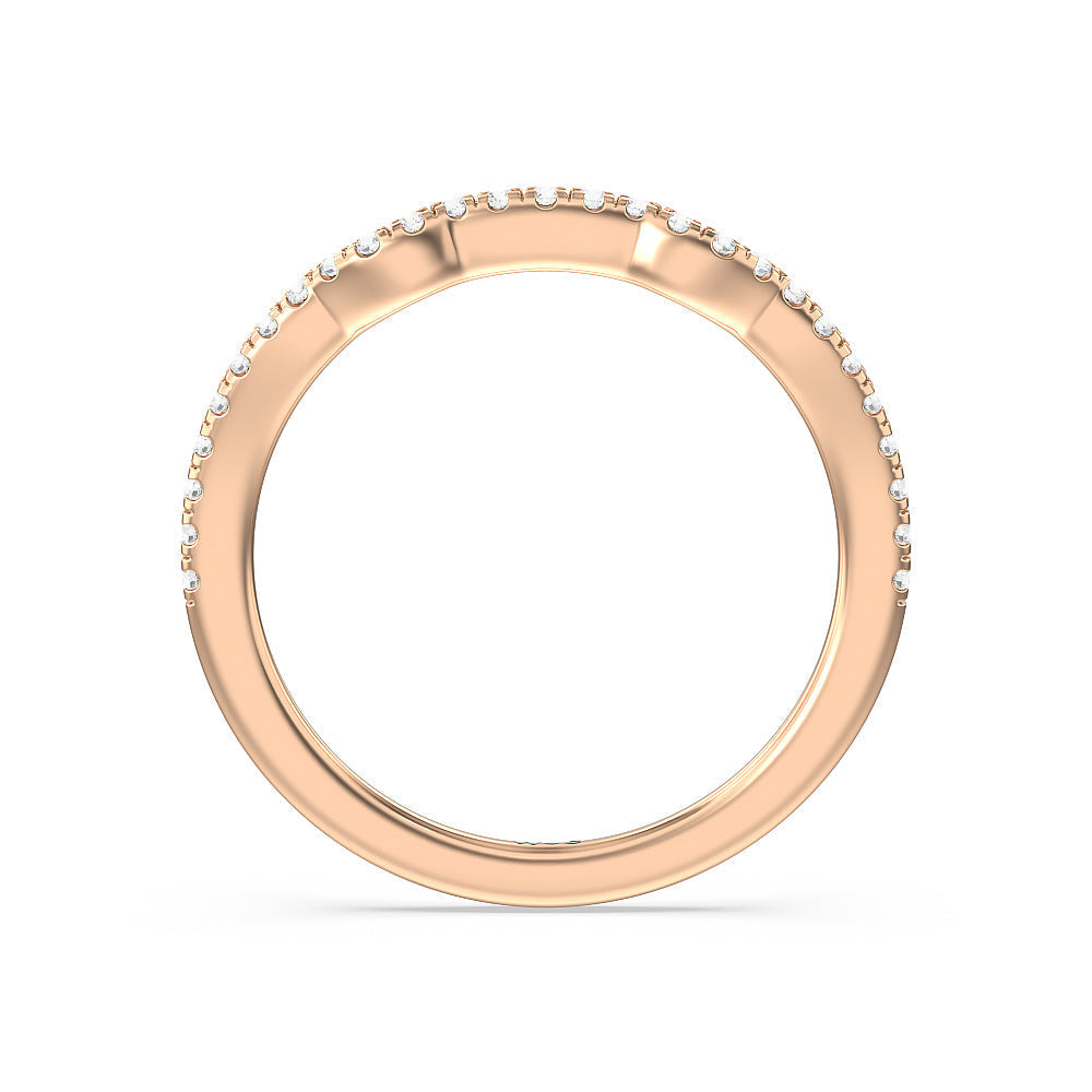 Vintage Celtic Interlaced Solitaire Diamond Wedding Band with 18KT Rose Gold Cut Diamond in 14KT Rose Gold view 2

