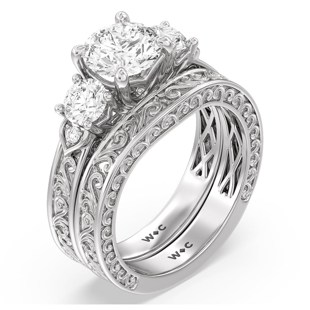 Oval Cut The Seraphine Tulip Three Stone Ring with Lab Grown Diamond in 14KT Platinum view 5
