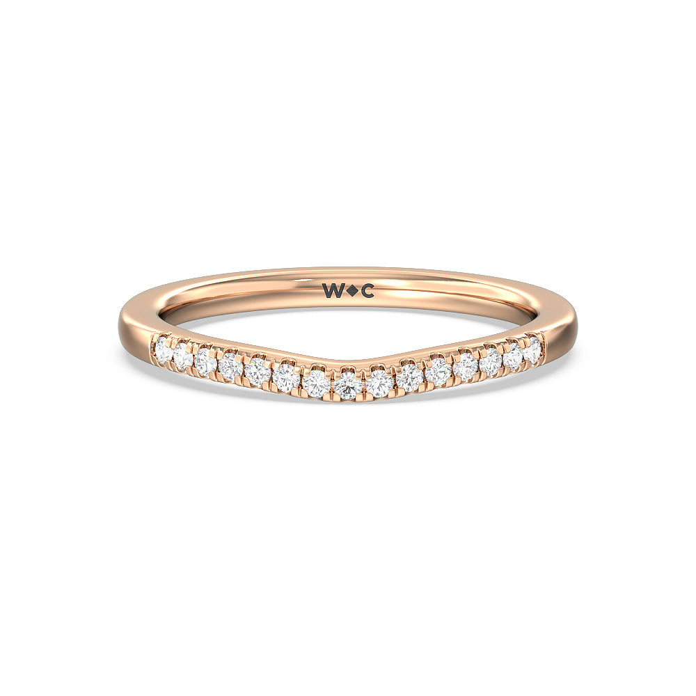 Vintage Art Deco Geometric Diamond Wedding Band with 18KT Rose Gold Cut Diamond in 14KT Rose Gold view 1

