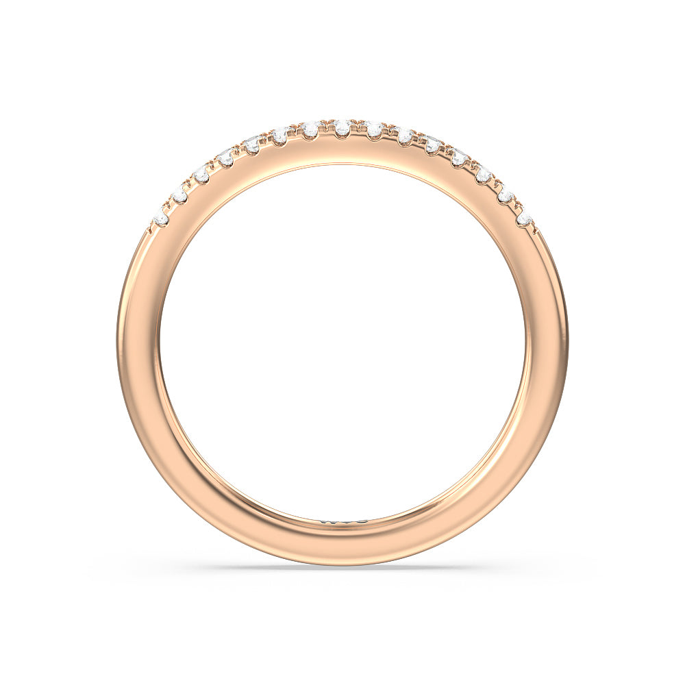 Vintage Art Deco Geometric Diamond Wedding Band with 18KT Rose Gold Cut Diamond in 14KT Rose Gold view 3
