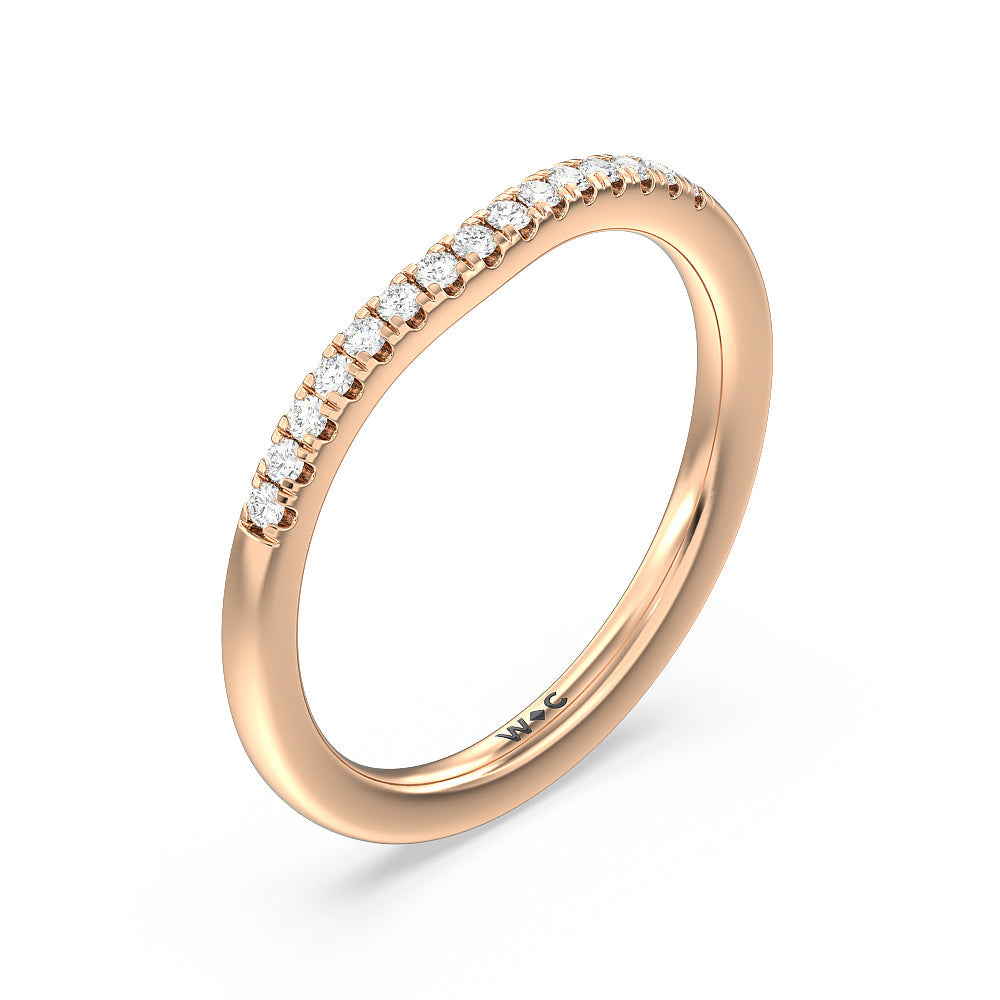 Vintage Art Deco Geometric Diamond Wedding Band with 18KT Rose Gold Cut Diamond in 14KT Rose Gold view 2
