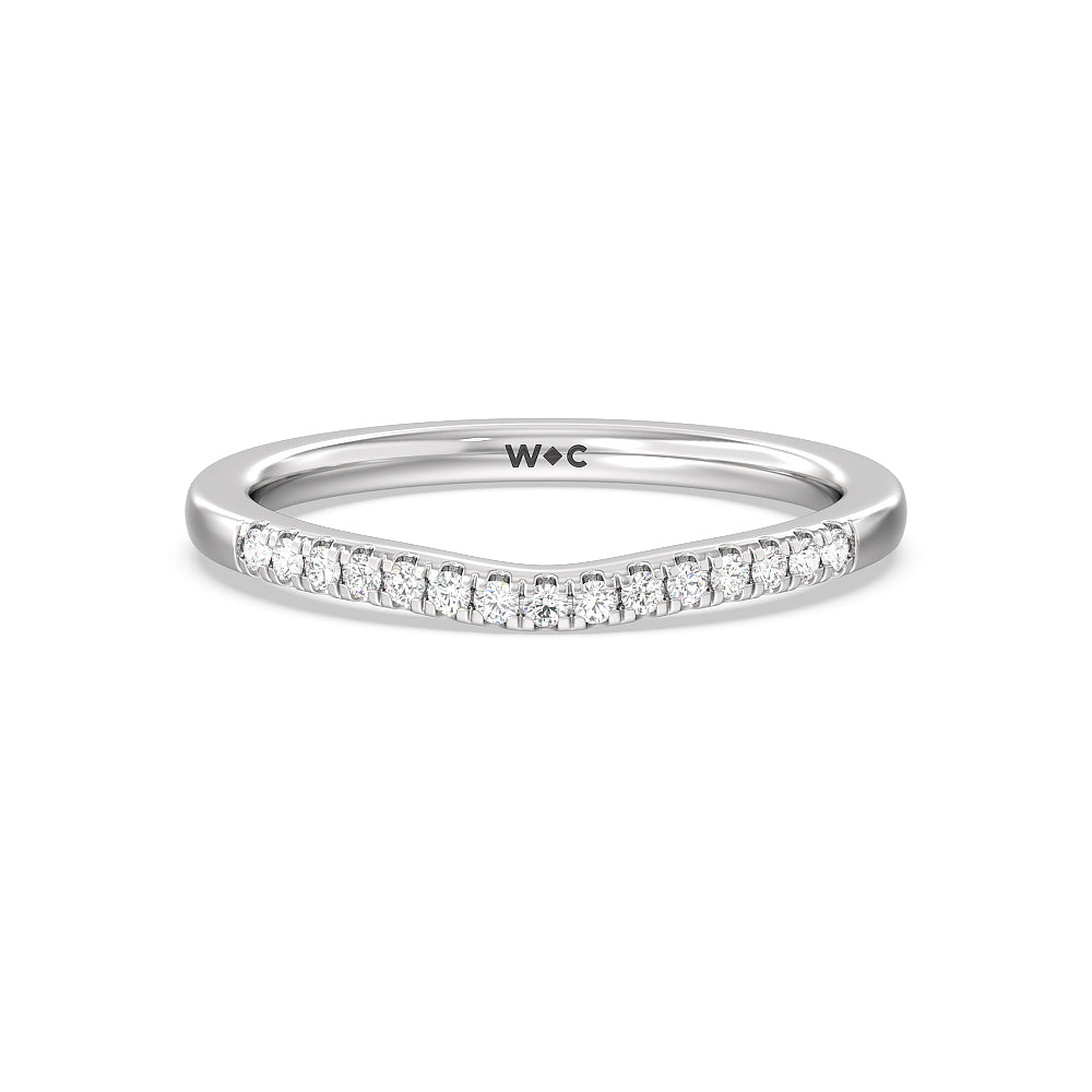 Vintage Art Deco Geometric Diamond Wedding Band with Platinum Cut Diamond in 14KT Platinum view 1
