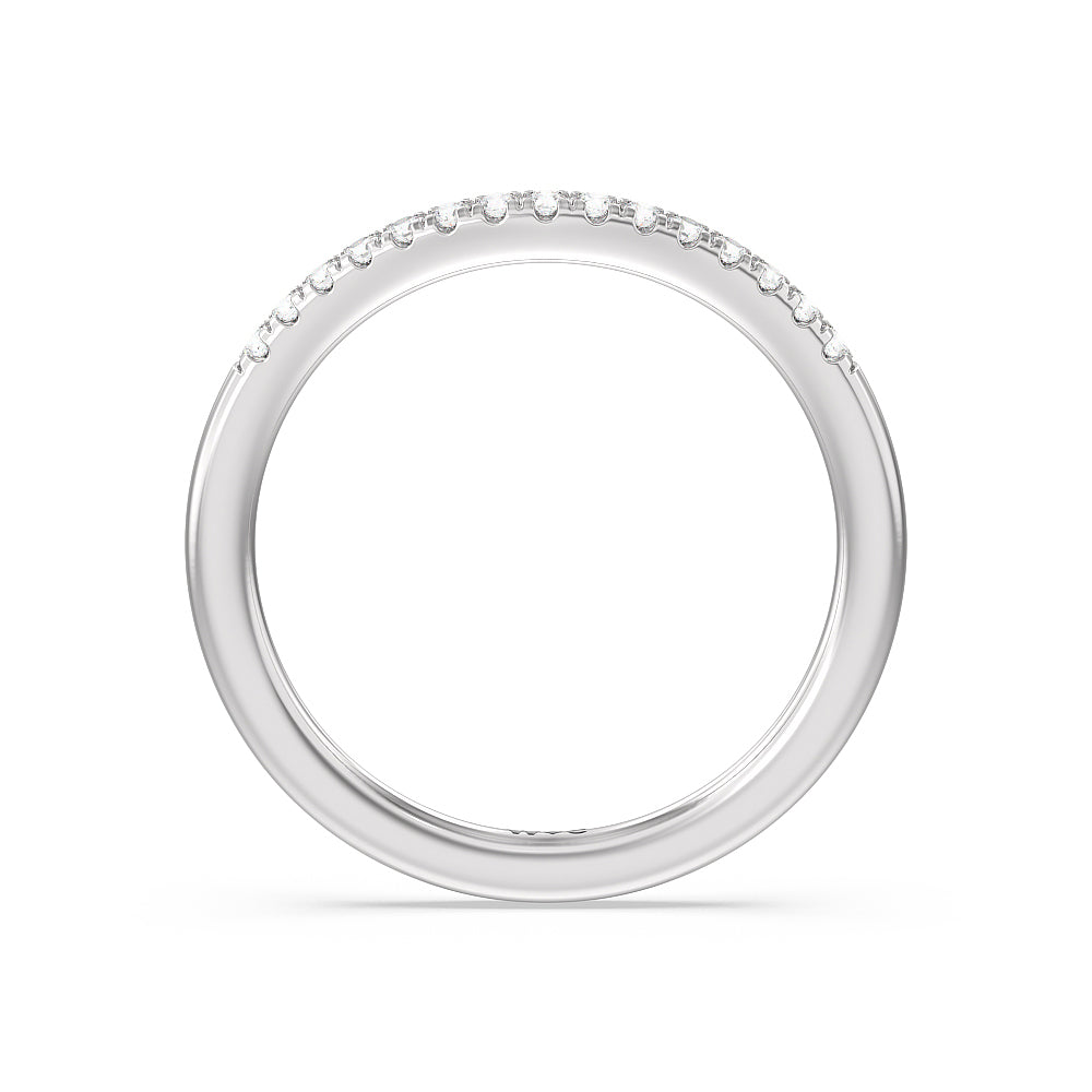 Vintage Art Deco Geometric Diamond Wedding Band with Platinum Cut Diamond in 14KT Platinum view 3
