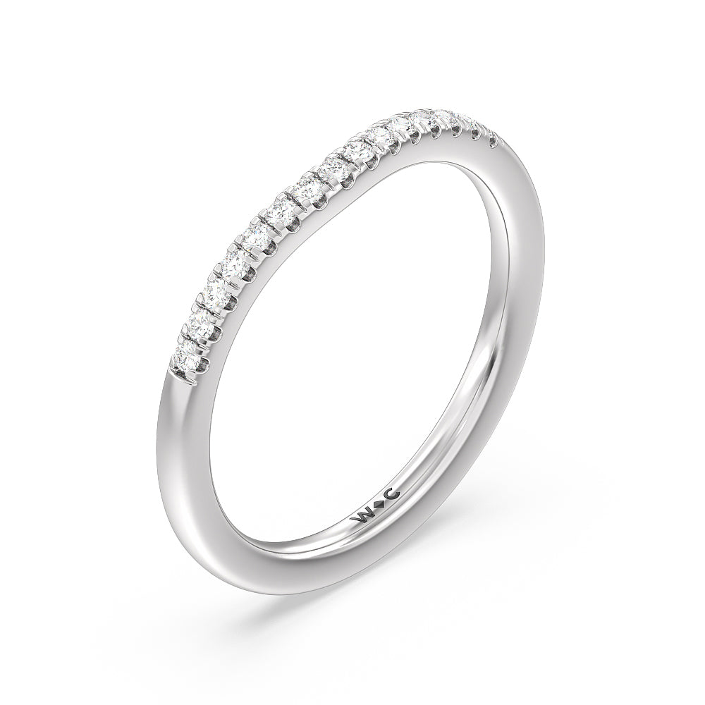 Vintage Art Deco Geometric Diamond Wedding Band with Platinum Cut Diamond in 14KT Platinum view 2
