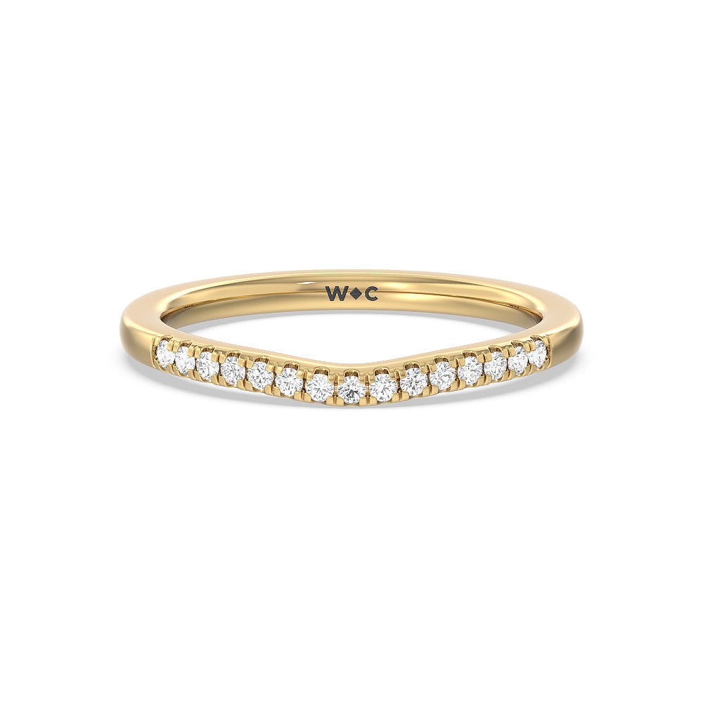 Vintage Art Deco Geometric Diamond Wedding Band with 18KT Yellow Gold Cut Diamond in 14KT Yellow Gold view 1
