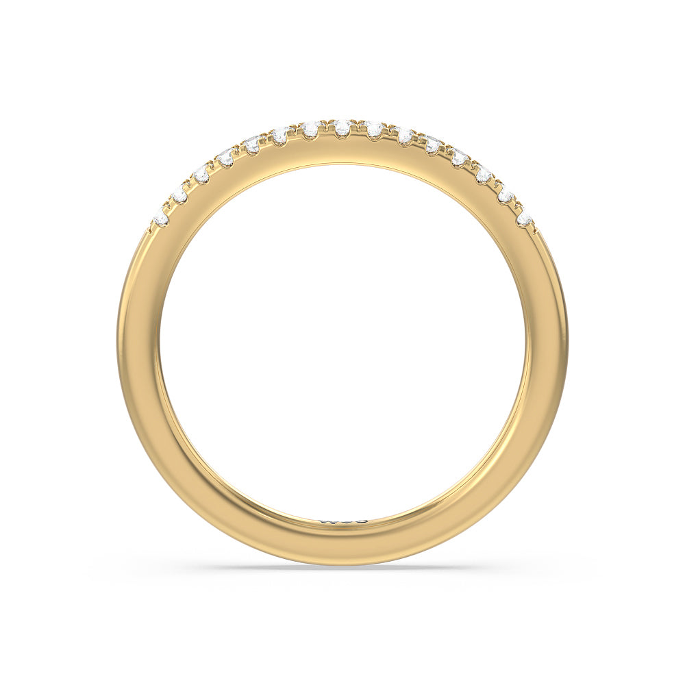 Vintage Art Deco Geometric Diamond Wedding Band with 18KT Yellow Gold Cut Diamond in 14KT Yellow Gold view 3
