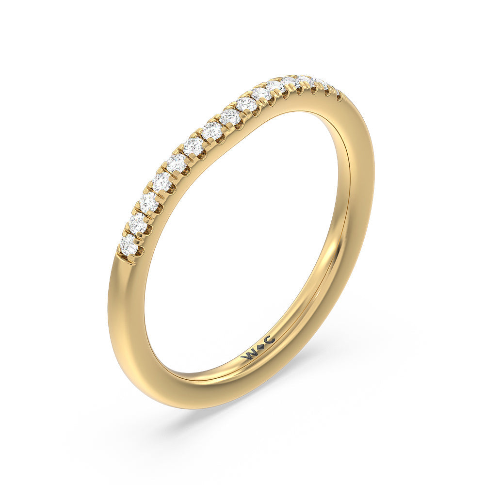 Vintage Art Deco Geometric Diamond Wedding Band with 18KT Yellow Gold Cut Diamond in 14KT Yellow Gold view 2
