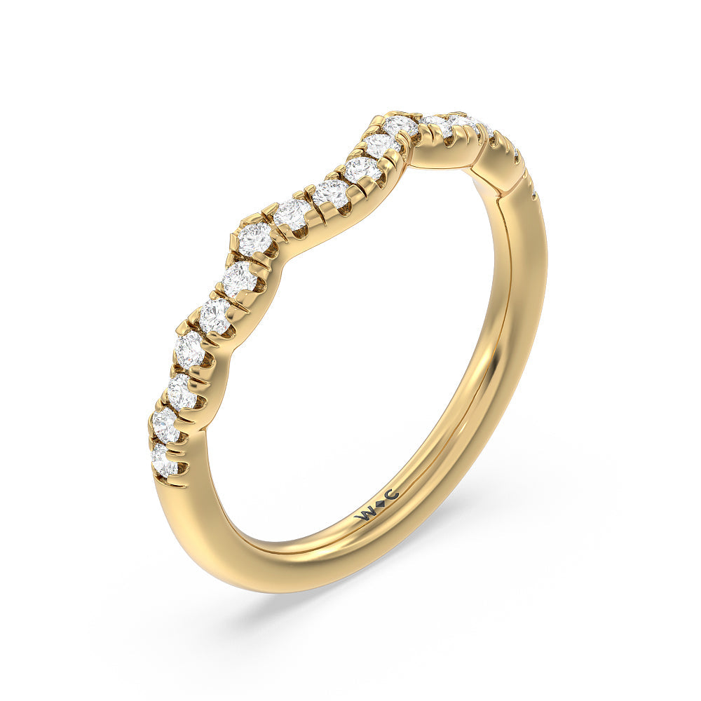 Vintage Celtic Twist Diamond Wedding Band with 18KT Yellow Gold Cut Diamond in 14KT Yellow Gold view 2
