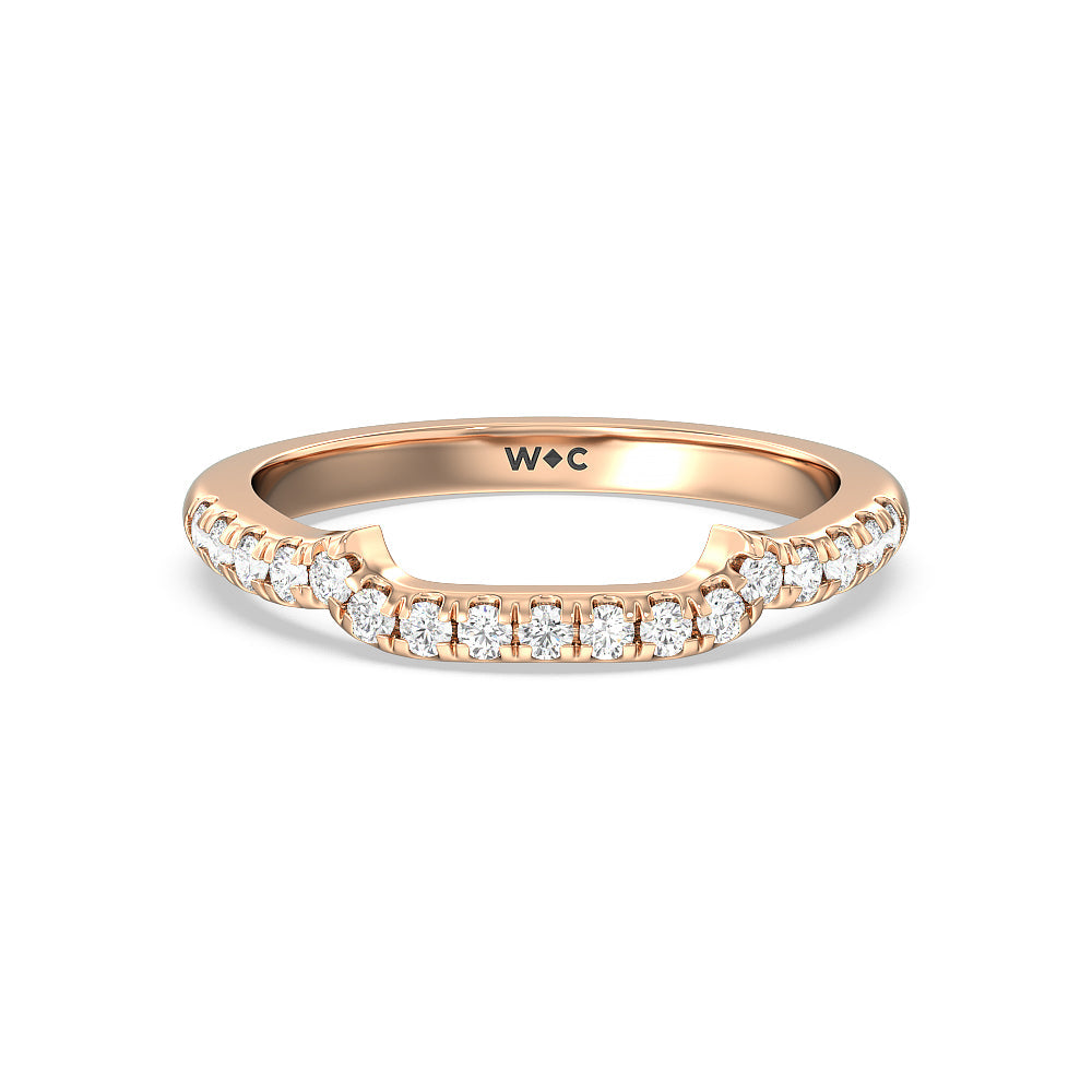 Vintage Celtic Square Knot Diamond Wedding Band with 18KT Rose Gold Cut Diamond in 14KT Rose Gold view 1
