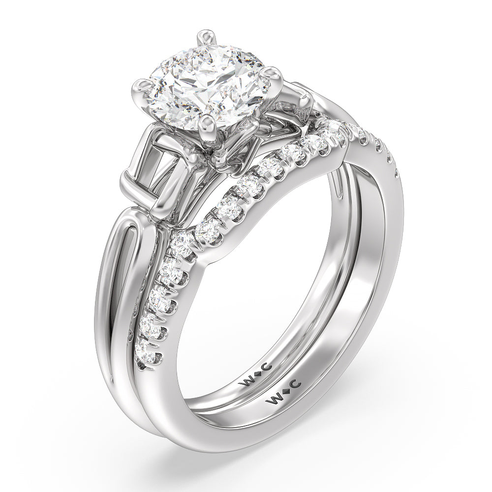 Vintage Celtic Square Knot Diamond Wedding Band with Platinum Cut Diamond in 14KT Platinum view 4
