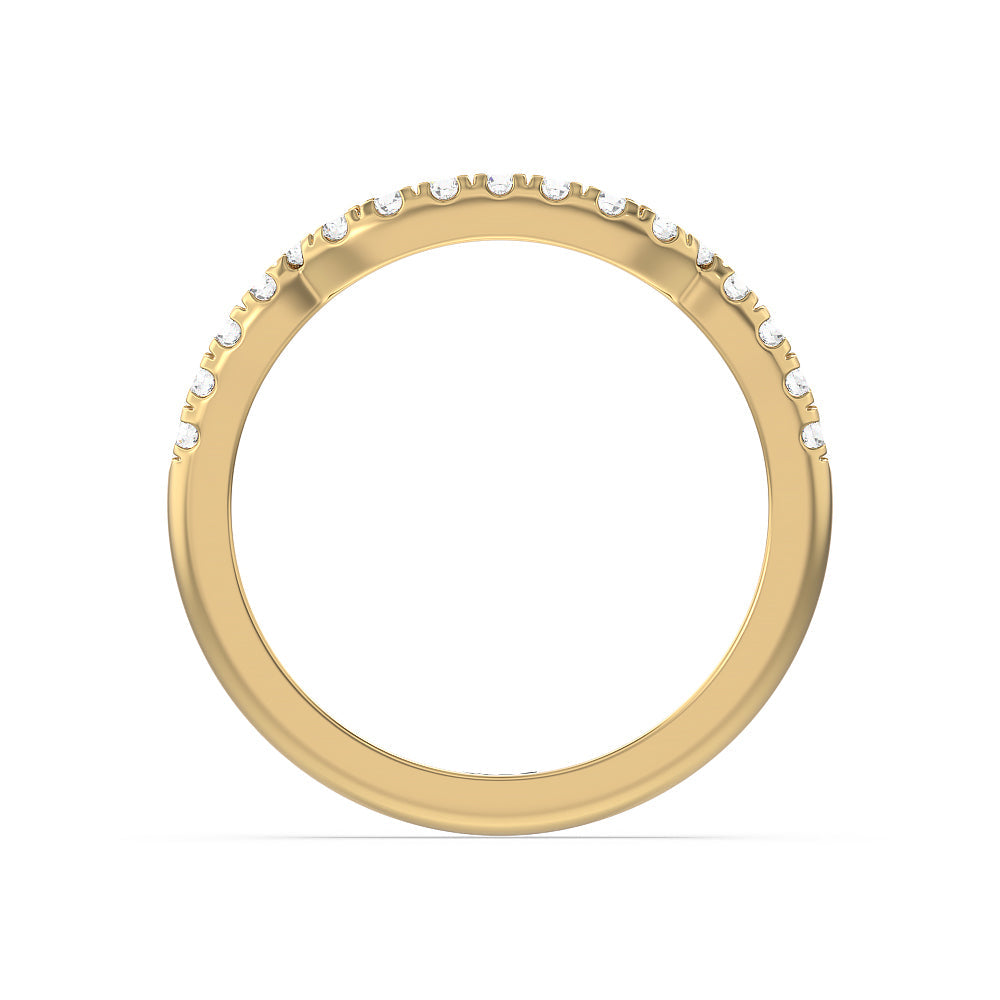 Vintage Celtic Square Knot Diamond Wedding Band with 18KT Yellow Gold Cut Diamond in 14KT Yellow Gold view 3
