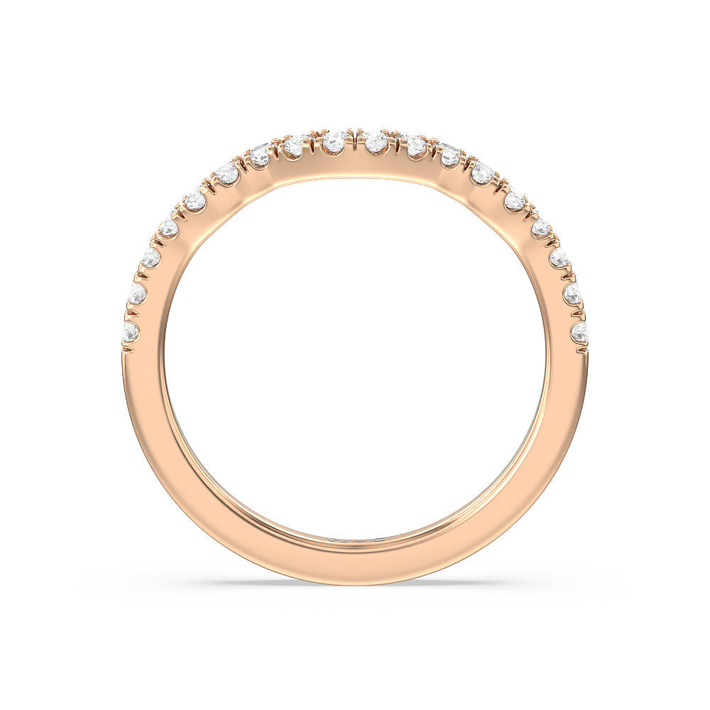 Vintage Celtic Knot Diamond Wedding Band with 18KT Rose Gold Cut Diamond in 14KT Rose Gold view 2
