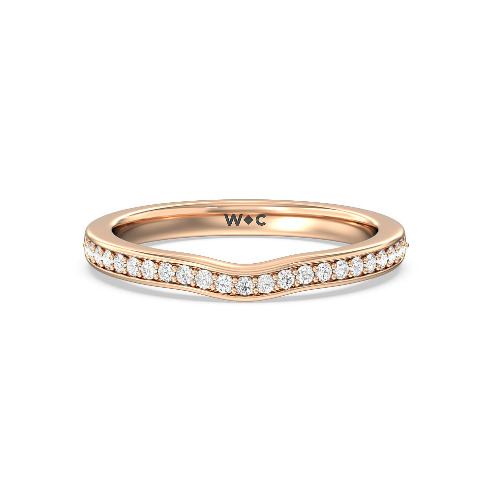 Vintage Flourish Hidden Halo Diamond Wedding Band with 18KT Rose Gold Cut Diamond in 14KT Rose Gold view 1
